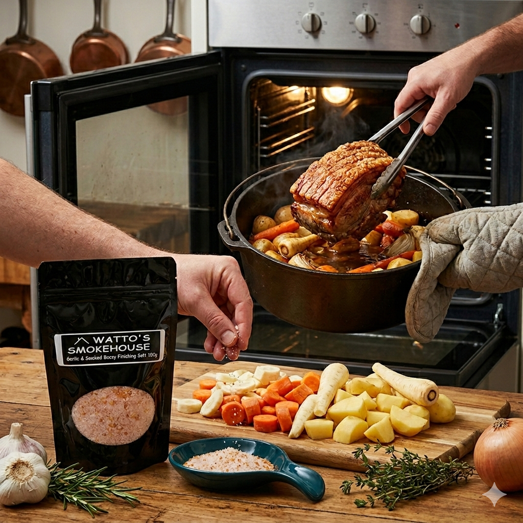 Smoked Finishing Salt with Smoked Garlic  (GF) 150g