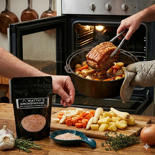 Smoked Finishing Salt with Smoked Garlic  (GF) 150g