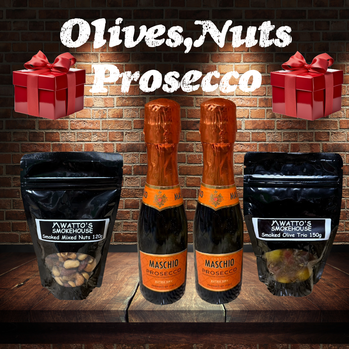 Smoked Olives,Nuts & Prosecco Gift Pack