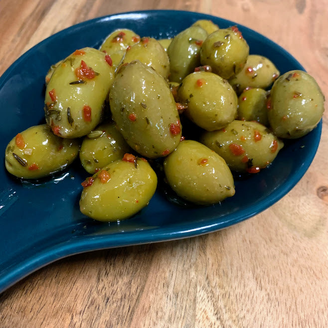 Smoked Green Chilli Olives